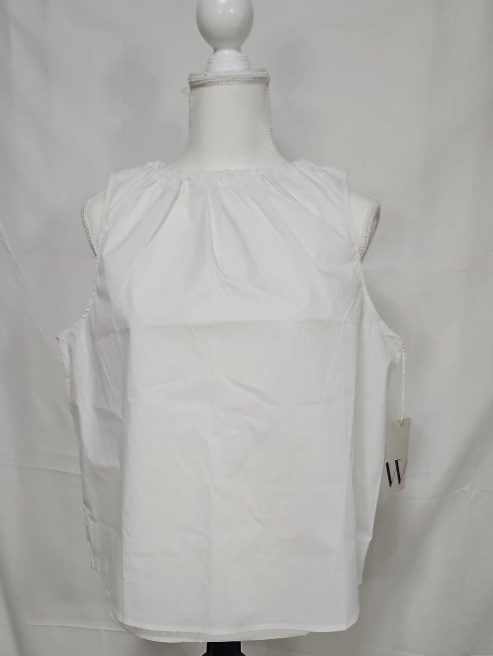 Worthington White Sleeveless Gathered Neck Blouse